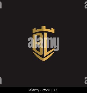 Initials BL logo monogram with shield style design vector graphic Stock Vector
