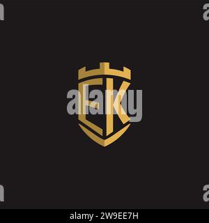 Initials EK logo monogram with shield style design vector graphic Stock Vector