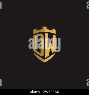 Initials DW logo monogram with shield style design vector graphic Stock Vector