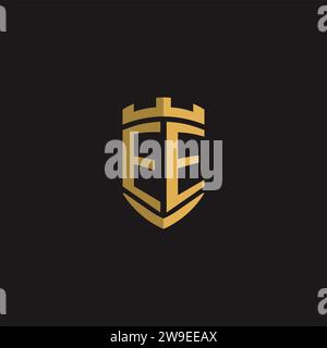 Initials EE logo monogram with shield style design vector graphic Stock Vector