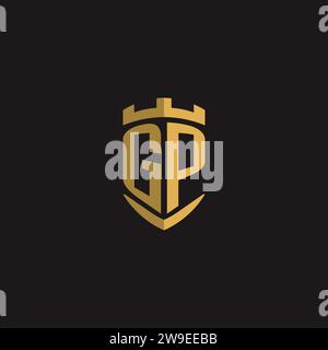 Initials GP logo monogram with shield style design vector graphic Stock Vector