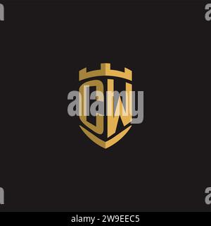 Initials CW logo monogram with shield style design vector graphic Stock Vector