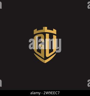 Initials GU logo monogram with shield style design vector graphic Stock Vector