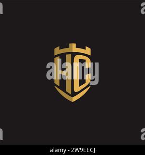 Initials HC logo monogram with shield style design vector graphic Stock Vector