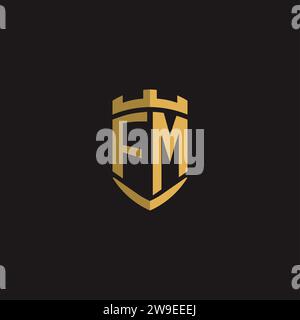 Initials FM logo monogram with shield style design vector graphic Stock Vector
