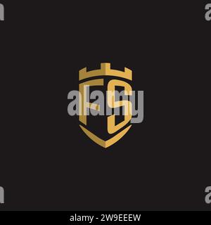 Initials FS logo monogram with shield style design vector graphic Stock Vector