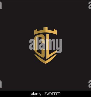 Initials CL logo monogram with shield style design vector graphic Stock Vector