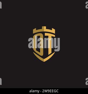 Initials OT logo monogram with shield style design vector graphic Stock Vector