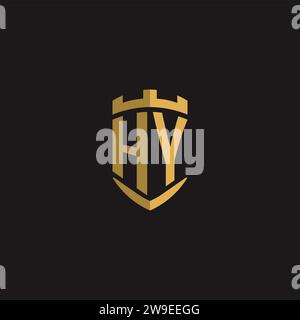 Initials HY logo monogram with shield style design vector graphic Stock Vector