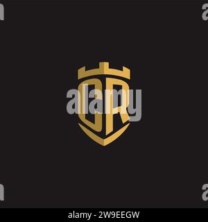 Initials CR logo monogram with shield style design vector graphic Stock Vector