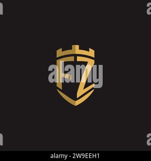 Initials FZ logo monogram with shield style design vector graphic Stock Vector