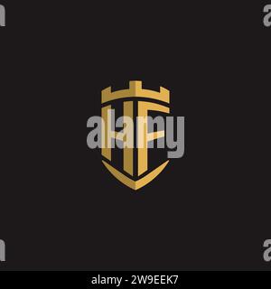 Initials HF logo monogram with shield style design vector graphic Stock Vector