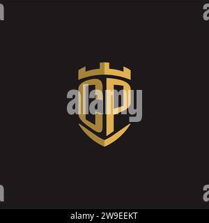 Initials CP logo monogram with shield style design vector graphic Stock Vector