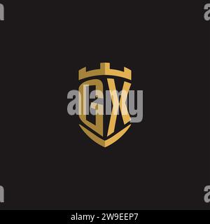 Initials GX logo monogram with shield style design vector graphic Stock Vector