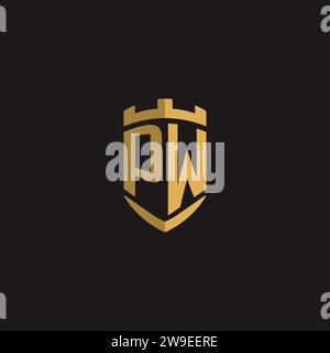 Initials PW logo monogram with shield style design vector graphic Stock Vector