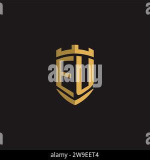 Initials EU logo monogram with shield style design vector graphic Stock Vector