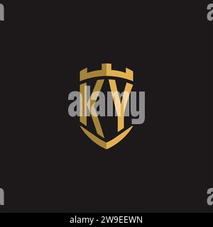 Initials KY logo monogram with shield style design vector graphic Stock Vector