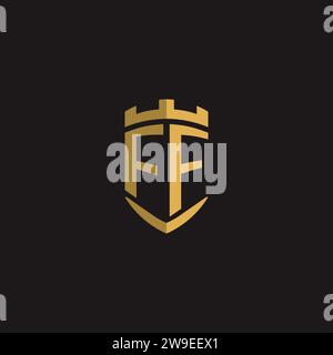 Initials FF logo monogram with shield style design vector graphic Stock Vector