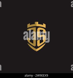 Initials JS logo monogram with shield style design vector graphic Stock Vector