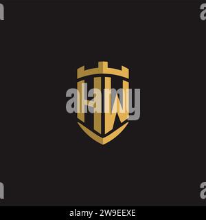 Initials HW logo monogram with shield style design vector graphic Stock Vector