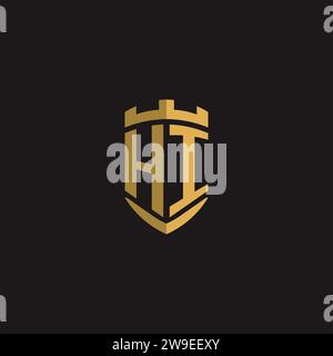 Initials HI logo monogram with shield style design vector graphic Stock Vector