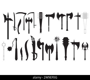 Spear set, Spear, Indian, sword, knife, Viking weapons Spear Clipart, handgun sag, spear circuit cut files, crossed Stock Vector