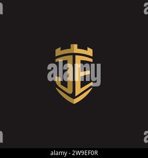 Initials JE logo monogram with shield style design vector graphic Stock Vector