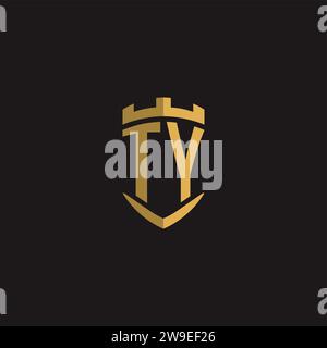 Initials TY logo monogram with shield style design vector graphic Stock Vector