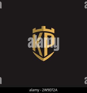 Initials KP logo monogram with shield style design vector graphic Stock Vector