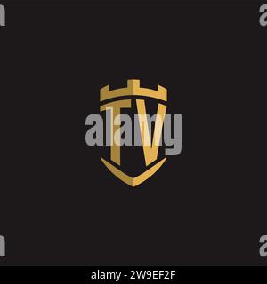 Initials TV logo monogram with shield style design vector graphic Stock Vector