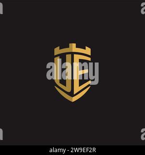 Initials UE logo monogram with shield style design vector graphic Stock Vector