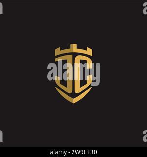 Initials JC logo monogram with shield style design vector graphic Stock Vector