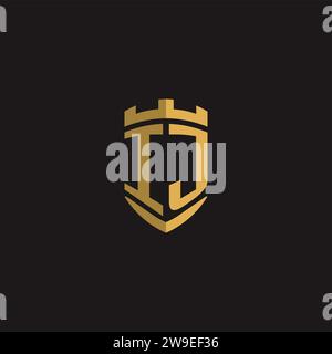 Initials IJ logo monogram with shield style design vector graphic Stock Vector
