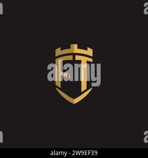 Initials FT logo monogram with shield style design vector graphic Stock Vector