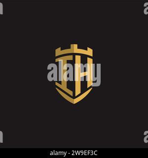 Initials IH logo monogram with shield style design vector graphic Stock Vector
