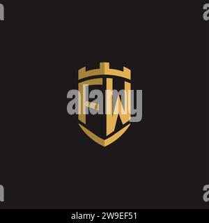 Initials FW logo monogram with shield style design vector graphic Stock Vector