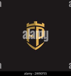 Initials FP logo monogram with shield style design vector graphic Stock Vector