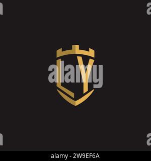 Initials LY logo monogram with shield style design vector graphic Stock Vector