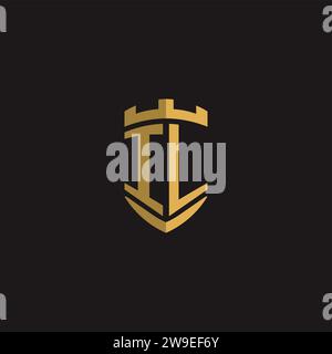 Initials IL logo monogram with shield style design vector graphic Stock Vector