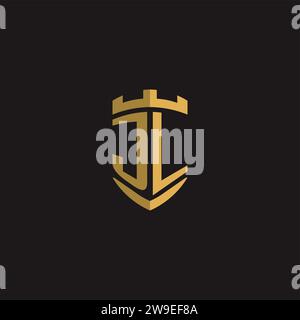 Initials JL logo monogram with shield style design vector graphic Stock Vector