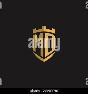 Initials MD logo monogram with shield style design vector graphic Stock Vector