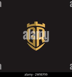 Initials GR logo monogram with shield style design vector graphic Stock Vector
