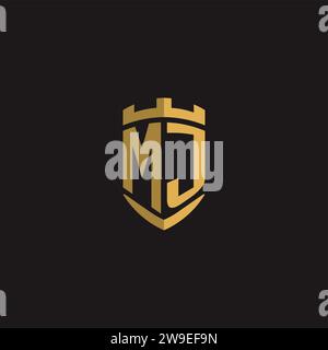 Initials MJ logo monogram with shield style design vector graphic Stock Vector