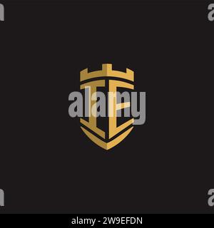 Initials IE logo monogram with shield style design vector graphic Stock Vector