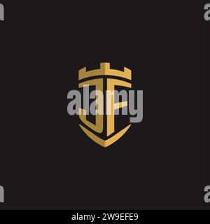 Initials JF logo monogram with shield style design vector graphic Stock Vector