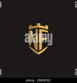 Initials NF logo monogram with shield style design vector graphic Stock Vector