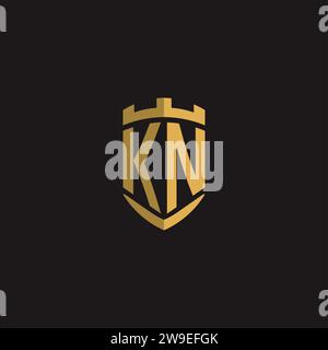 Initials KN logo monogram with shield style design vector graphic Stock Vector