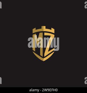 Initials MZ logo monogram with shield style design vector graphic Stock Vector