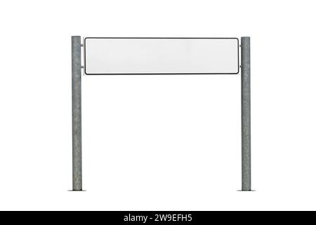 Blank white road sign isolated on white background Stock Photo