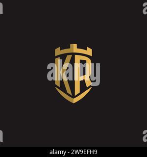 Initials KR logo monogram with shield style design vector graphic Stock Vector